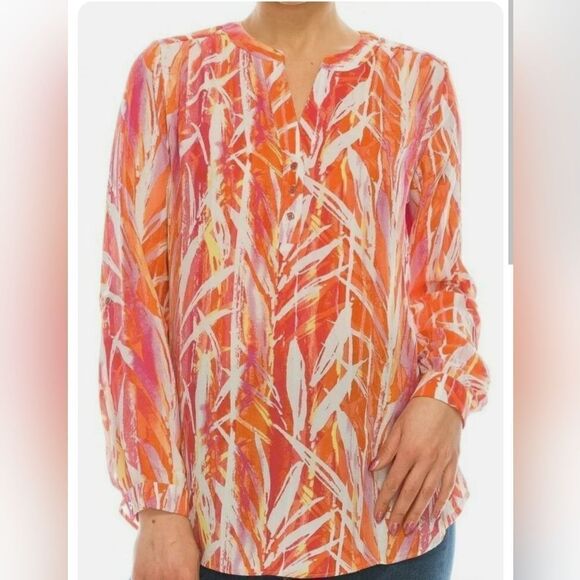 Zac & Rachel Button Sleeve Crepe Chiffon Blouse - Picture 3 of 10